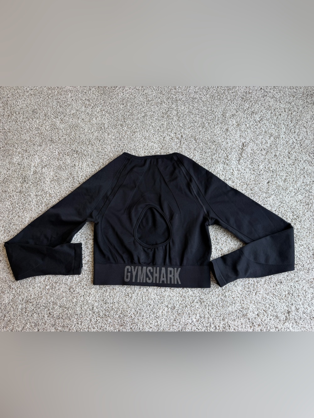 Gymshark Seamless Long Sleeve Crop Top Thumbhole Black XL Athletic Workout - Picture 3 of 9